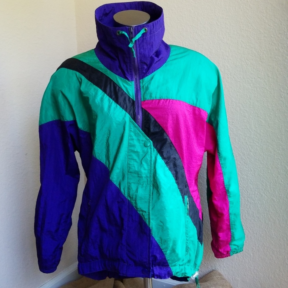 Vintage Jazzercise Colorblock Running Jacket Nylon